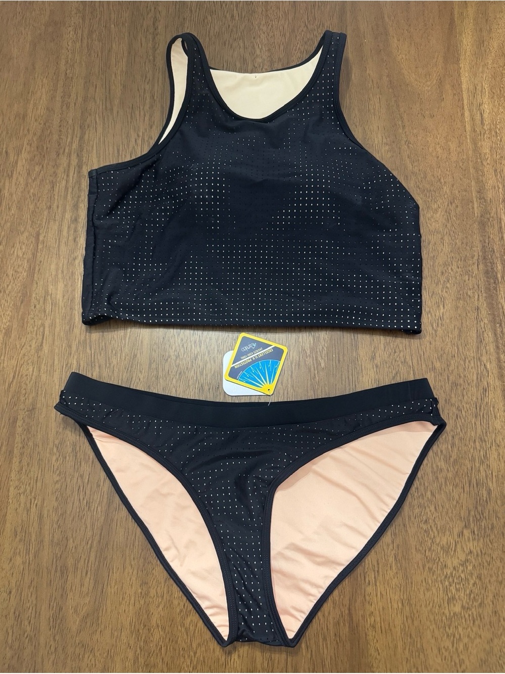 Fabletics Black Mesh Tankini Set